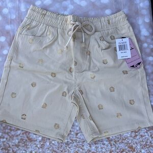 Men's Beige Shorts with Gold Accents